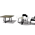 Modern Table And Chair Set With Rectangular And Round Tables And Black Chairs 3d model