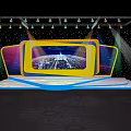 Modern Stage Design Featuring Large Screen Urban View Colorful Lighting And Starry Background