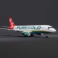 White and Green PUREGOLD Airliner with Red Tail Fin and Brand Logo