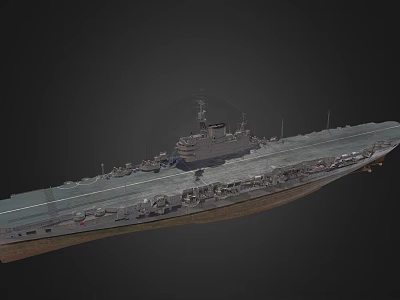 Aircraft Carrier Warship Featuring Long Flight Deck Island Superstructure And Detailed Naval Equipment 3d model