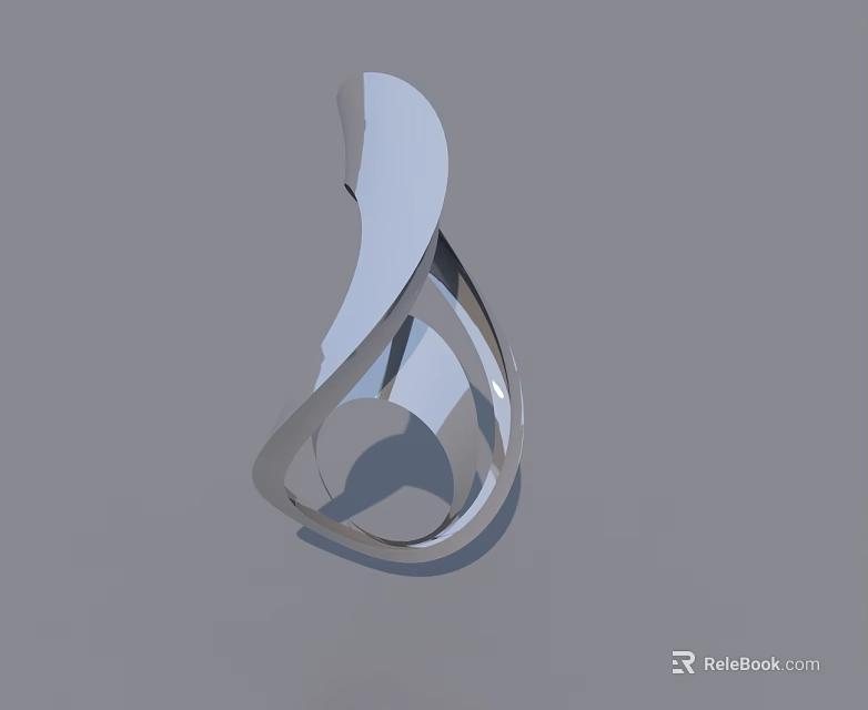 Modern Silver Swing Door With Sleek Curved Design And Smooth Surface Finish 3d model 