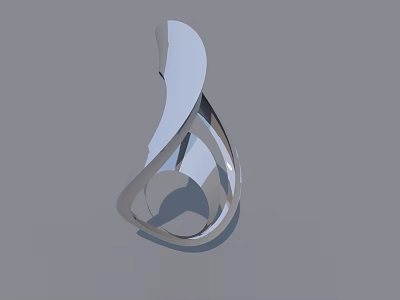 Modern Silver Swing Door With Sleek Curved Design And Smooth Surface Finish 3d model