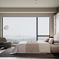 Modern Bedroom Interior Design With Large Bed White Bedding Wooden Flooring And Windows