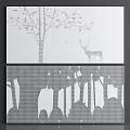 Modern Background Wall Design With Tree Pattern And Deer Silhouette Decor 3d model