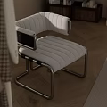 Modern Bedroom Interior With White Bed Wooden Nightstand Table Lamp Bookshelf And Natural Light