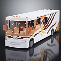 White Bus With Orange Brown Stripes And Modern Design Large Window Features 3d model
