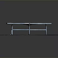 Simple Metal Frame Table Placed On Blue Mat With Smooth Surface And Stable Structure