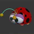 Red Black Spotted Ladybug Plush Toy With Purple Head Big Eyes And Yellow Antenna Balls
