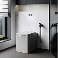 Modern Toilet In Bathroom With Marble Wall And Black Faucet Sleek Design