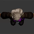 3D Model Character With Silver Hair Purple Dress Black Leather Sleeves Chain Belt And Boots