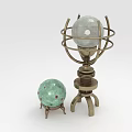 Decorative Home Ornament Set With Metal Stand Green Sphere And Marble Globe