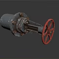 Industrial Gray Valve Equipment With Red Wheel And Metal Components