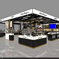 Elegant Luxury Boutique Store With Glass Display Counters Chandeliers And Marble Floor