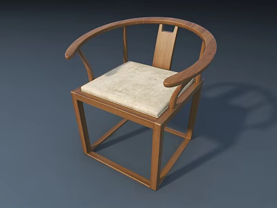 Wooden Leisure Chair With Curved Armrests Square Frame And Light Colored Cushion 3d model