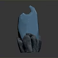 Glowing Blue Crystal Decorative Piece With Natural Stone Base And Textured Details