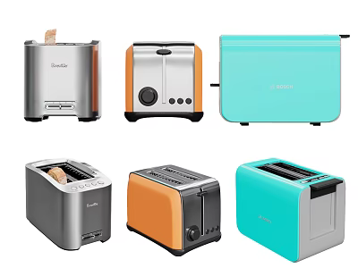 Modern Stylish Kitchen Toasters In Various Colors And Designs For Home Use 3d model