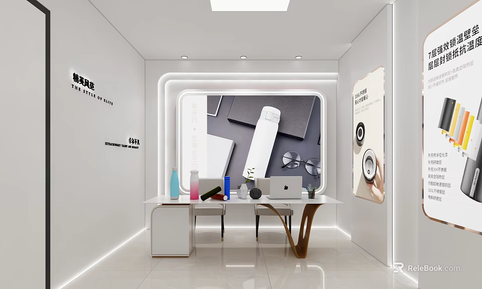 Modern Public Office Space Interior With Workstation Desk Chairs And Decorative Items 3d model 