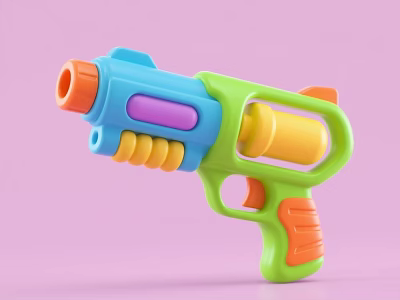 Colorful Plastic Toy Gun For Kids With Blue Green Orange Yellow And Purple Design 3d model