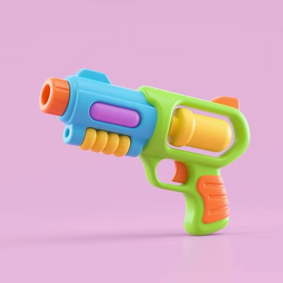 Colorful Plastic Toy Gun For Kids With Blue Green Orange Yellow And Purple Design 3d model