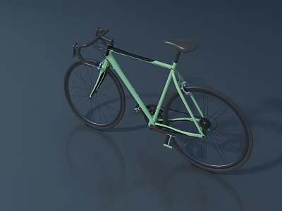Mint Green Bicycle With Black Frame Curved Handlebars And Black Saddle 3d model