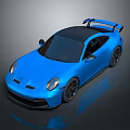 Blue Sports Car With Sleek Design Black Roof And Rear Spoiler