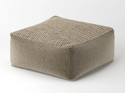 Modern Woven Texture Ottoman with Square Design in Neutral Color for Living Room 3d model