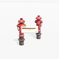 Two Red Fire Hydrants As Essential Fire Safety Equipment For Emergency Use