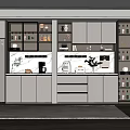 Modern Open Kitchen Wine Cabinet With Glass Doors And Wine Bottle