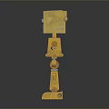 Yellow Square Head Robot Character With Green Eyes For Game Scenes