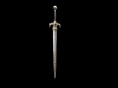 Ornamental Decorative Sword Figurine with Intricate Handle for Home Decor 3d model