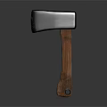 Classic Axe With Black Metal Head And Brown Wooden Handle