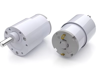 White Industrial Motors With Metal Shaft And Precision Mounting Components 3d model