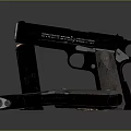 Black Handgun With Magazines Bullets And Disassembled Parts On Dark Surface