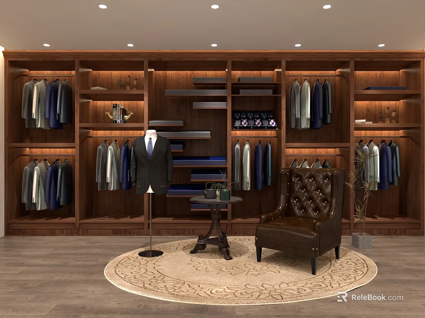 Modern Public Office Space With Wooden Storage Cabinets Chair Table And Carpet 3d model 