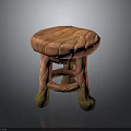 Decorative Pink And Green Stool With Marble Texture And Crossed Leg Support Design