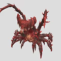 Red and Crimson Fantasy Monster Featuring Multiple Limbs Sharp Claws and Spiked Structures 3d model