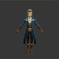 Animated Game and Movie Character With Gray Hair Blue Coat Brown Gloves and Boots