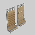 Sturdy Display Shelves With Wooden Layers Metal Frames And Perforated Panels