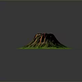 Modern 3D Volcano Model with Square Base Green Surrounding and Textured Landscape 3d model