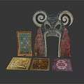 Architectural Decorative Elements With Spiral Design Colorful Glass And Patterned Tiles