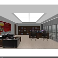 Modern Staff Pantry With Marble Walls Sink Refrigerator Mirror And Modern Design