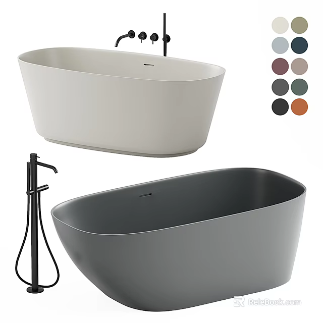 Modern Freestanding Bathtub With Multiple Color Options Black Faucet Design 3d model 