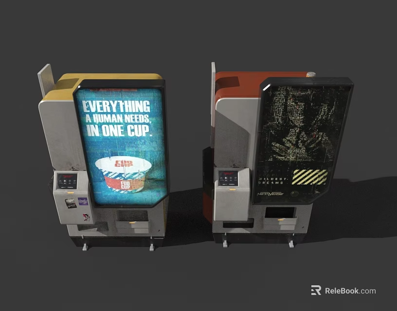 Side Hung Door Vending Machine With Digital Screen For Cup Product Dispensing And Storage 3d model 