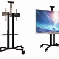 Iron Art Mobile TV Stand with Sturdy Wheels and Stable Structure Design 3d model