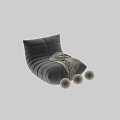 Modern Plush Grey Leather Leisure Chair With Cozy Knitted Tassel Throw Blanket For Home Use