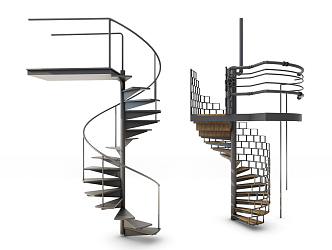 Modern Stairs Simple Iron Stairs 3d model