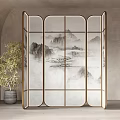 Modern new Chinese style screen partition screen partition 3d model