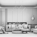 Modern sofa coffee table combination 3d model