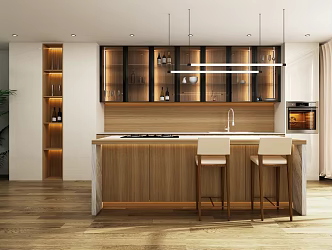 Modern Kitchen Open Kitchen Supplies Gas Stove Smoke Machine Island Table Cabinet 3d model