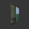 Stylish Wooden Display Cabinet Furniture with Green Decorative Element and Display Space